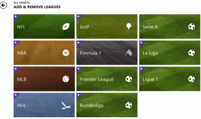 Bing Sports App in Windows 8