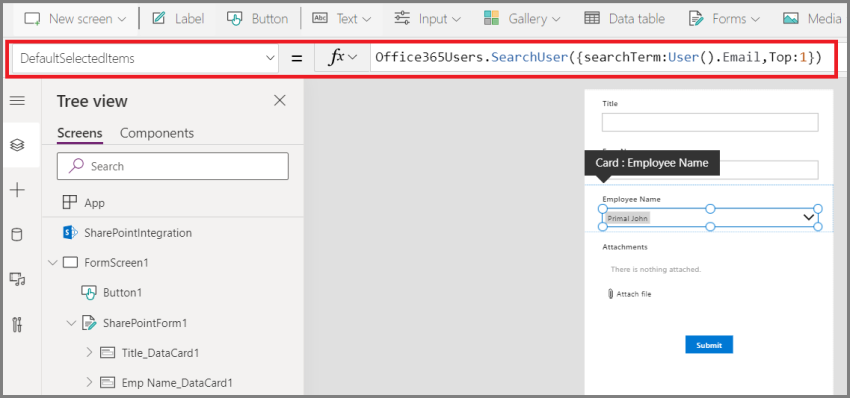 Auto Populate Logged In User Name In PowerApps Form