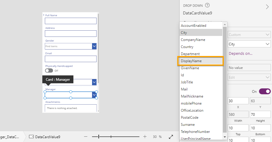 Customize data cards in PowerApps