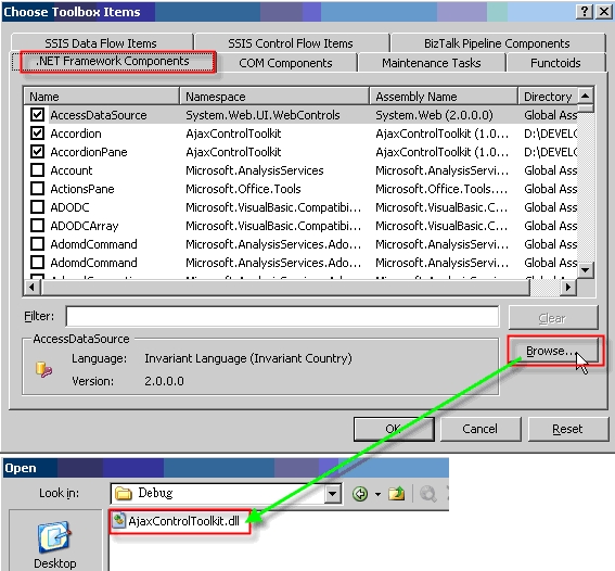 Figure 8. Browse to AjaxControlToolkit.dll