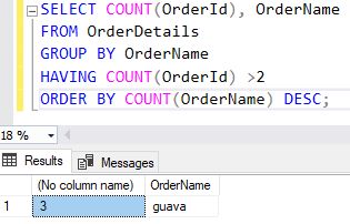 SQL SELECT HAVING Statement